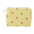 thumbnail image 1 of Unique Bargains Quilted Stripe Strawberry Square Medium Makeup Bag for Travel Yellow Polyester, 1 of 6