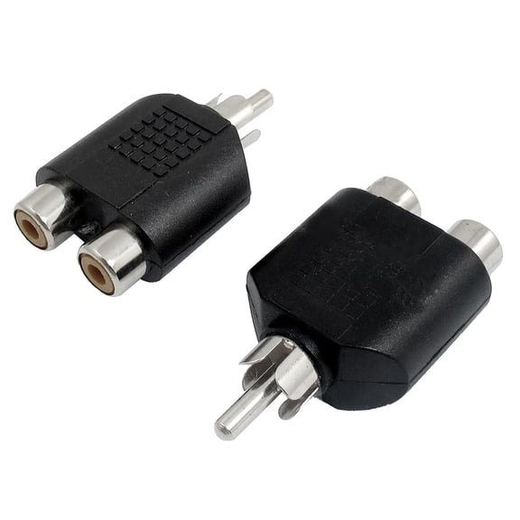 Unique Bargains RCA AV Audio Y Splitter Adapter 1 Male to 2 Female 2 Pcs for Audio and Video Connection