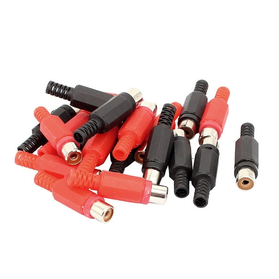 Unique Bargains RCA Female Jack Plug Audio Coupler Adapter Connector Red Black 20PCS