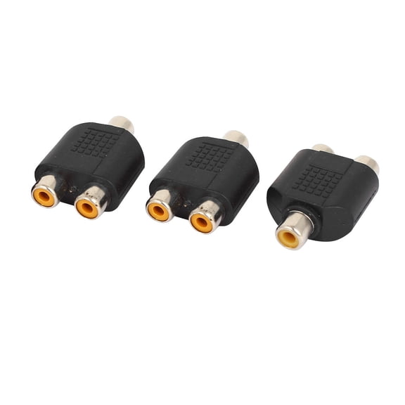 Unique Bargains 3Pcs RCA Female to 2 Female Y Splitter AV Audio Video Plug Converter Adapter Black