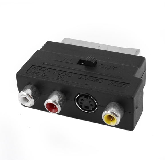 Unique Bargains RGB Scart to Composite 3 RCA + SV HS Audio AV TV Audio Adapter Black
