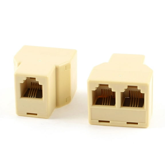 Unique Bargains RJ11 6 Pins F to F 3 Port Telephone Splitter Connector Adapter 2 Pcs