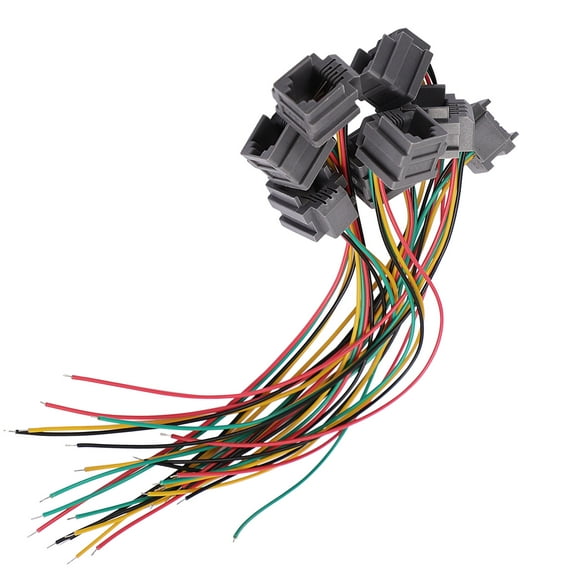 8Pcs Grey RJ11 Female Connector 6P4C PCB Socket Mount Telephone Connectors w 4x10cm Wires