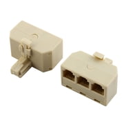 Unique Bargains RJ11 Triplex Jack Telephone Cord Adapter Coupler 2Pcs