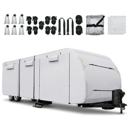 Unique Bargains RV Cover Windproof Anti-UV Camper Cover All Season Protection Silver Tone