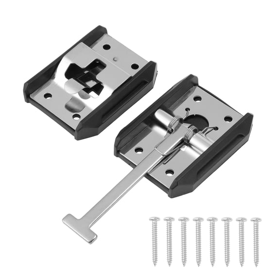 Unique Bargains RV Door Holder Latch Catch 4" Trailer Door Latch Stainless Steel Enclosed Motorhome Doors Keeper for RV Camper Truck Cargo Hatch Black Silver Tone