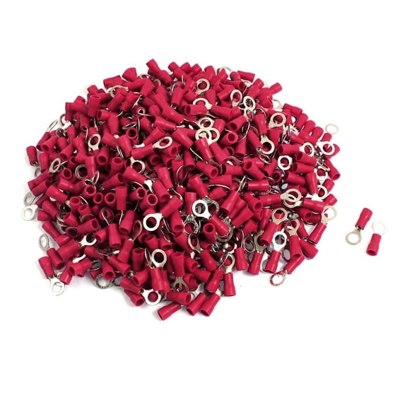 Unique Bargains RV1.25-5S Ring Tongue Type Pre Insulated Terminals Red 1000pcs for AWG 22-16