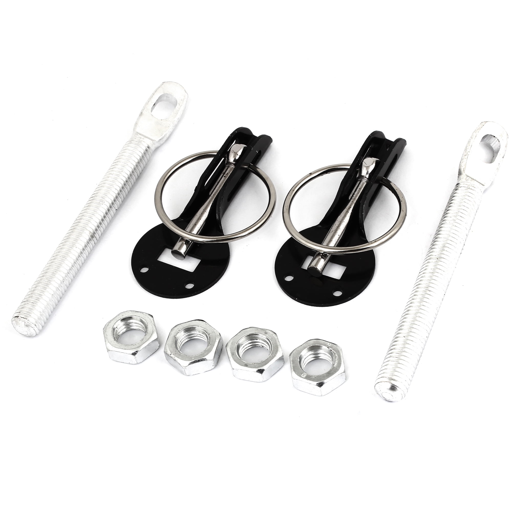 Unique Bargains Racing Car Universal Black Clasps Hood Lock Pin Kit
