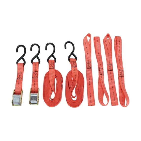 Unique Bargains Ratchet Tie Down Straps 1 Set 1 Inch x 20 Feet 1 100lb Ratchet Strap Lashing Straps for Roof Rack Motorcycle Trucks Trailer Red