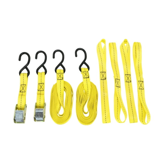 Unique Bargains Ratchet Tie Down Straps 1 Set 1 Inch x 20 Feet 1 100lb Ratchet Strap Lashing Straps for Roof Rack Motorcycle Trucks Trailer Yellow