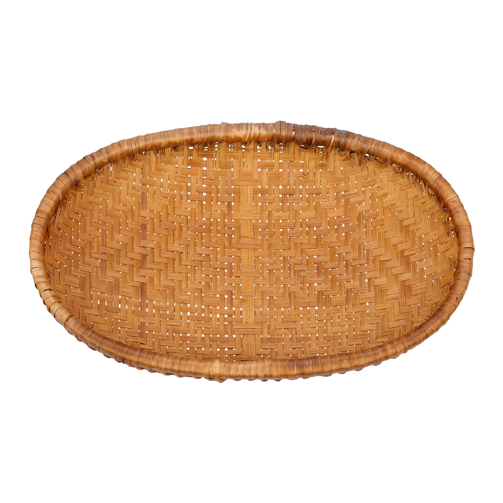 Unique Bargains Rattan Serving Tray Woven Rectangular Bamboo Basket Brown 10.6*7.1*1.6inch