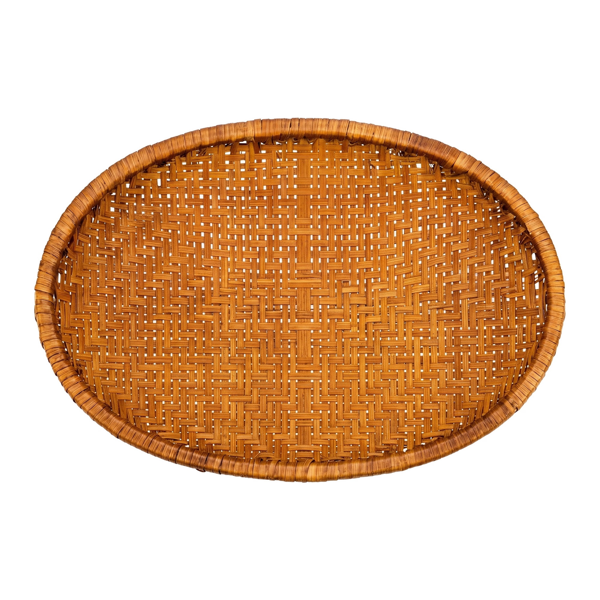 Unique Bargains Rattan Serving Tray Woven Rectangular Bamboo Basket Brown 11.4*7.9*2inch