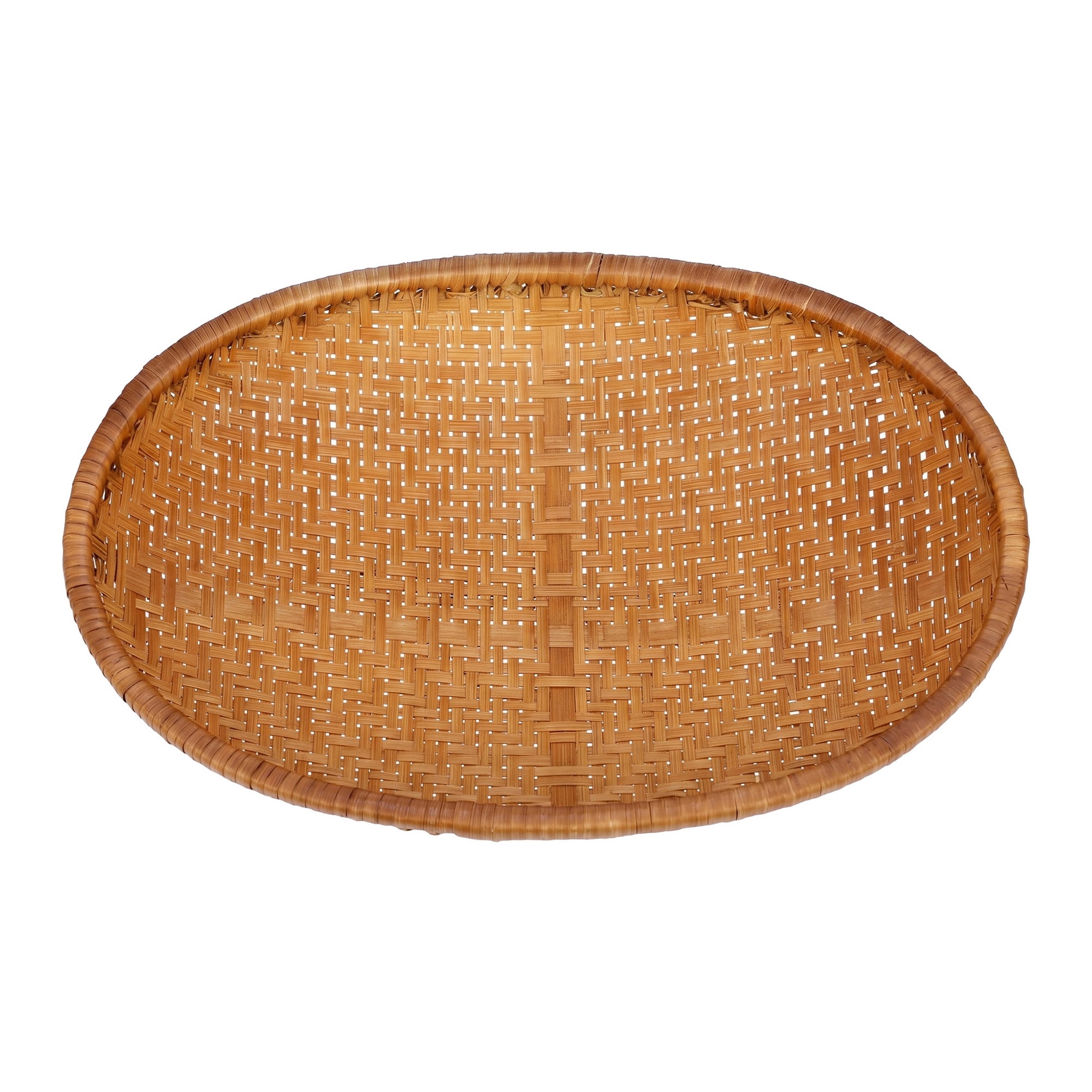 Unique Bargains Rattan Serving Tray Woven Rectangular Bamboo Basket Brown 12.6*9.1*2.4inch