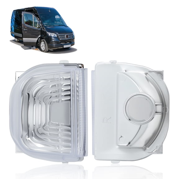 Unique Bargains Rearview Mirror Indicator Turn Signal Light Housing for Mercedes-Benz Sprinter W907 W910 2019-2025 Wing Side Marker Light Cover Repeater Position Lamp 9109064700/9109064600 2 Pcs