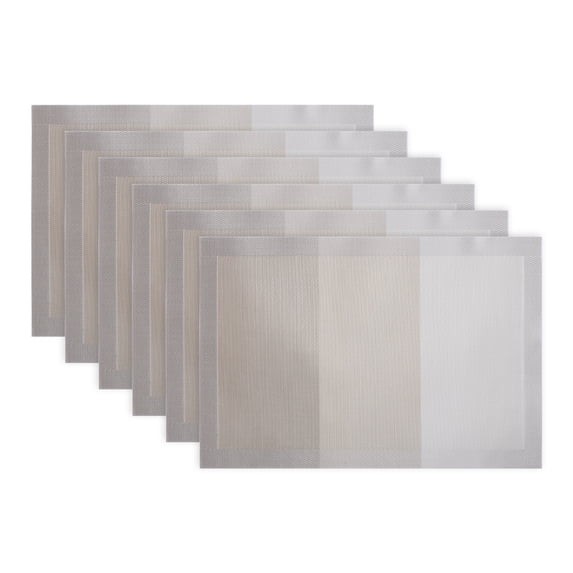 Unique Bargains Rectangle 6 Pack Gradient Plastic Table Mats Gold 17.7x11.8inch