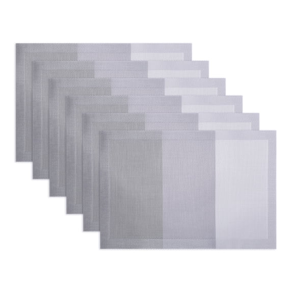 Unique Bargains Rectangle 6 Pack Gradient Plastic Table Mats Gray 17.7x11.8inch