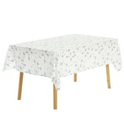 Unique Bargains Rectangle Cotton Linen Fabric Table Cover Tablecloth White Lilac 55"x55"