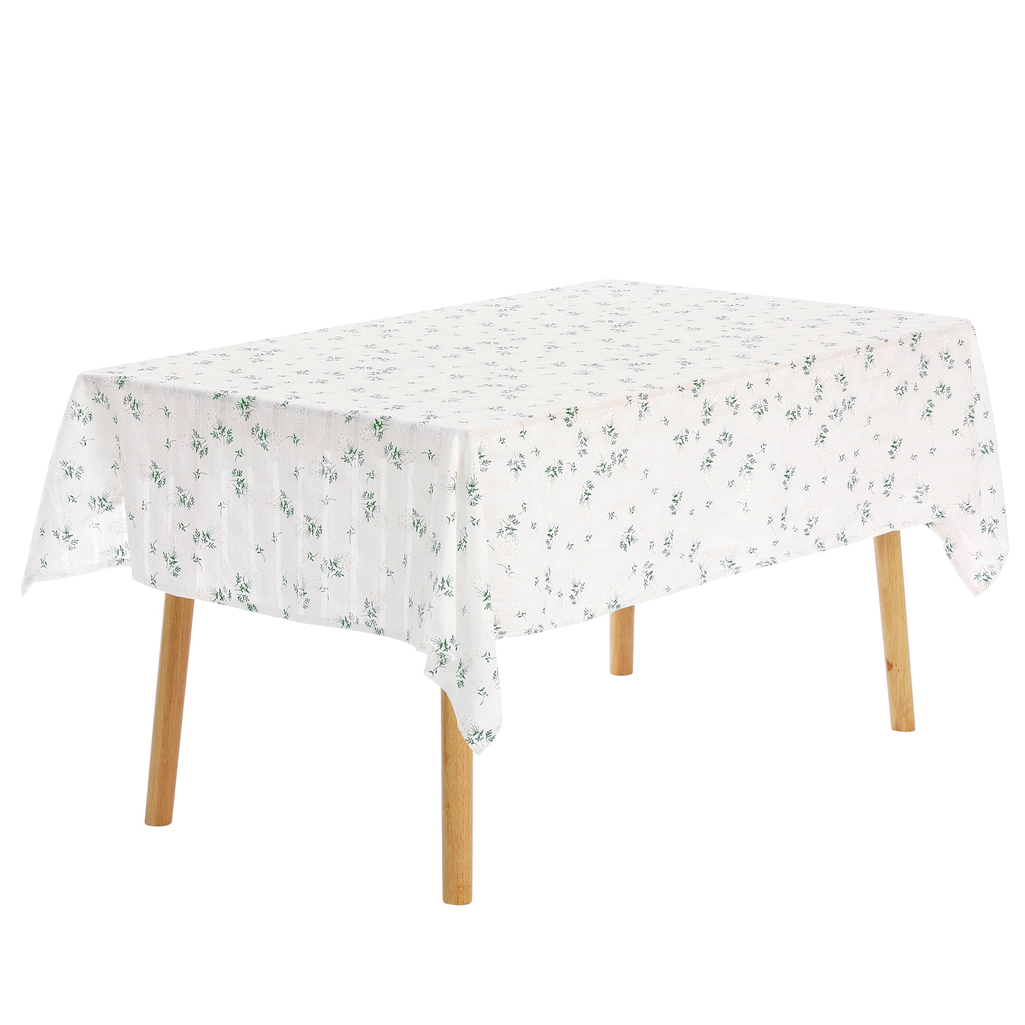Unique Bargains Rectangle Cotton Linen Fabric Table Cover Tablecloth White Lilac 55"x71"