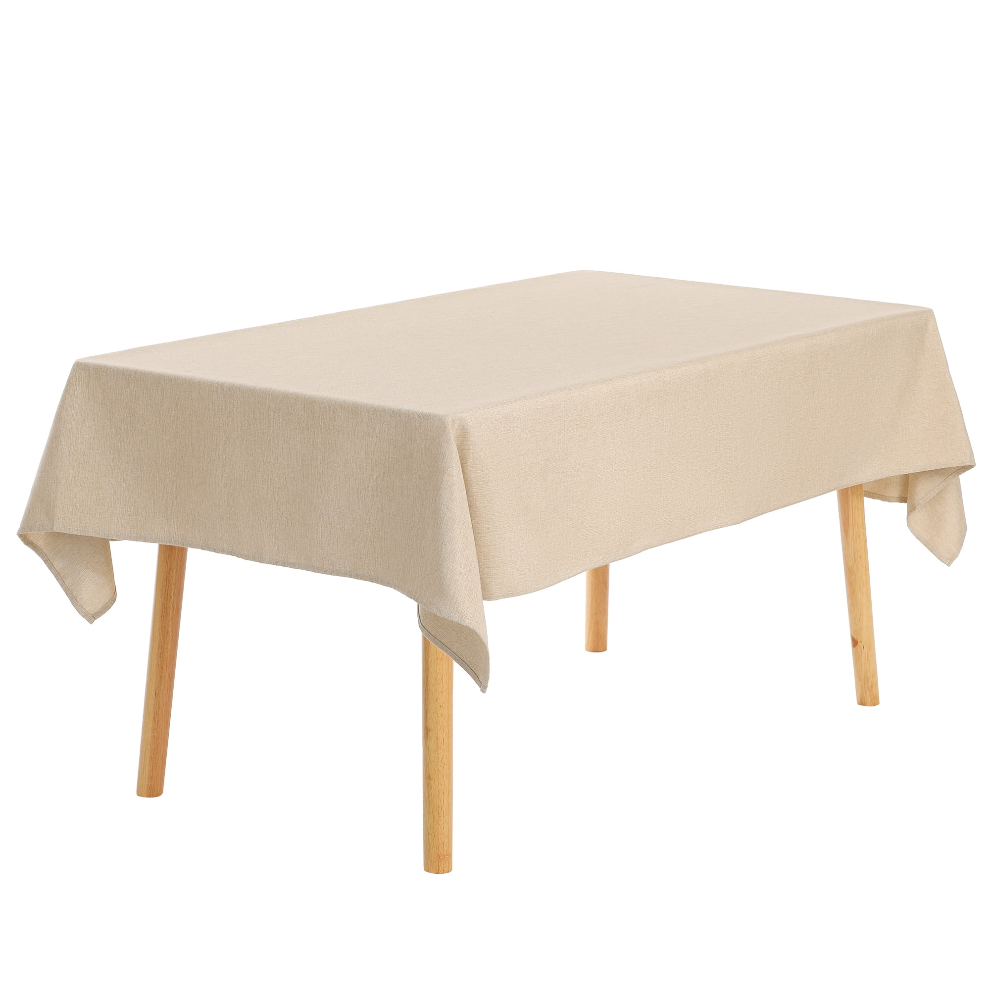 Unique Bargains Rectangle Cotton Linen Spillproof Table Cover Tablecloth Beige 55"x94"