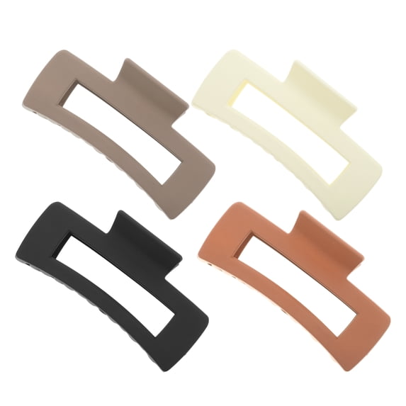 Unique Bargains Rectangle Frosted Hair Clips Orange Brown White Black 4 Pcs