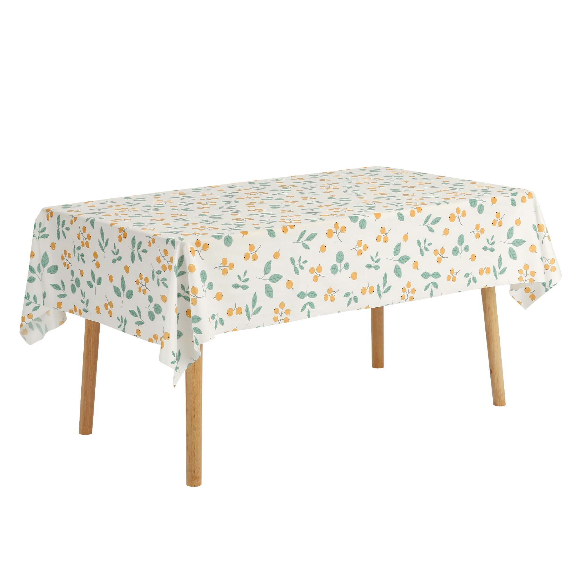 Unique Bargains Rectangle Polyester Waterproof Wrinkle Resistant Washable Soft Tablecloth Loquat 55x79 Inch