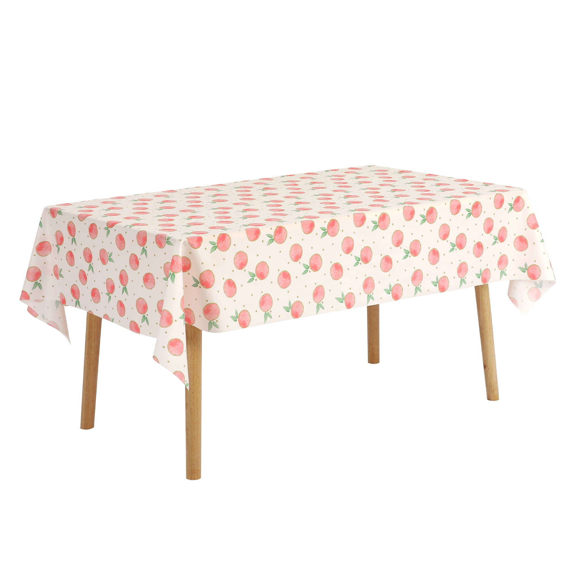 Unique Bargains Rectangle Polyester Waterproof Wrinkle Resistant Washable Soft Tablecloth Peach 35x59 Inch
