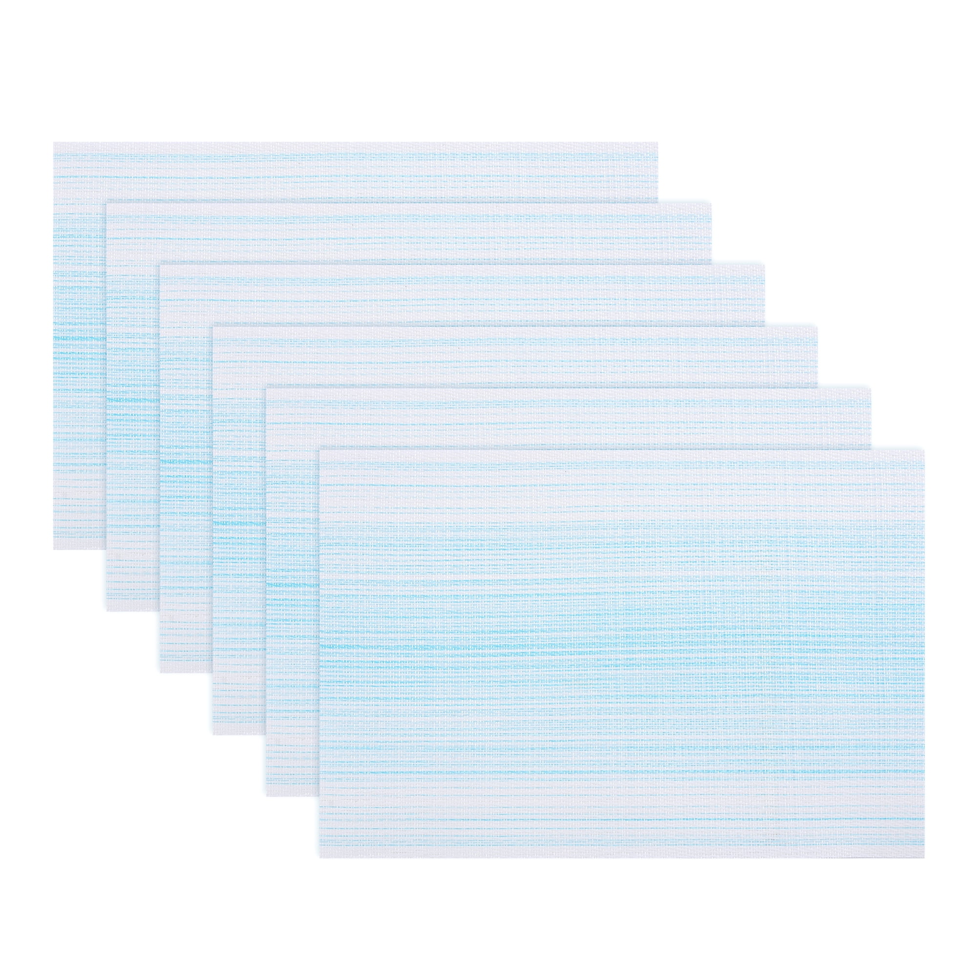 Unique Bargains Rectangle Set of 6 Heat Resistant Table Mats Blue 17.7x11.8inch