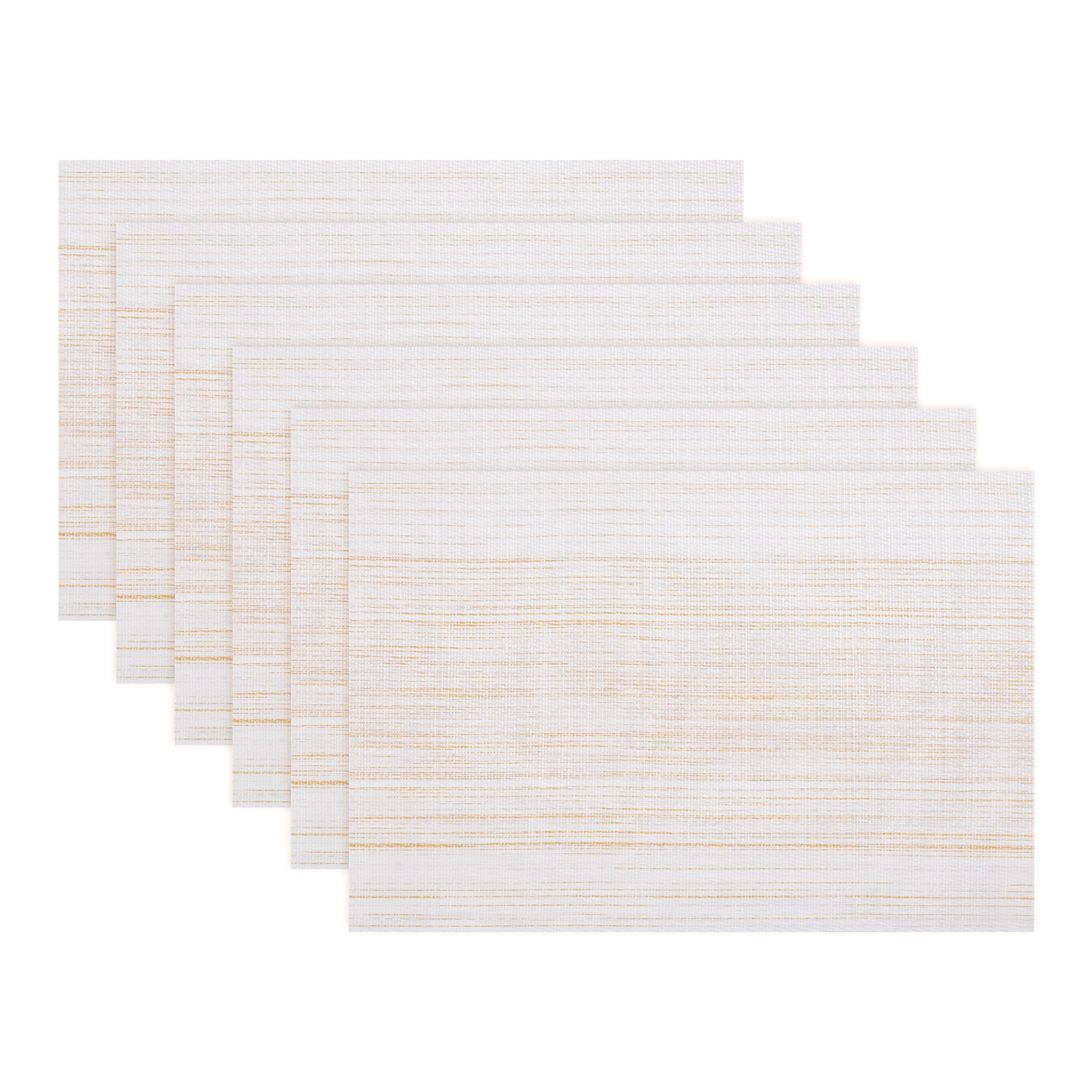 Unique Bargains Rectangle Set of 6 Heat Resistant Table Mats Yellow 17.7x11.8inch