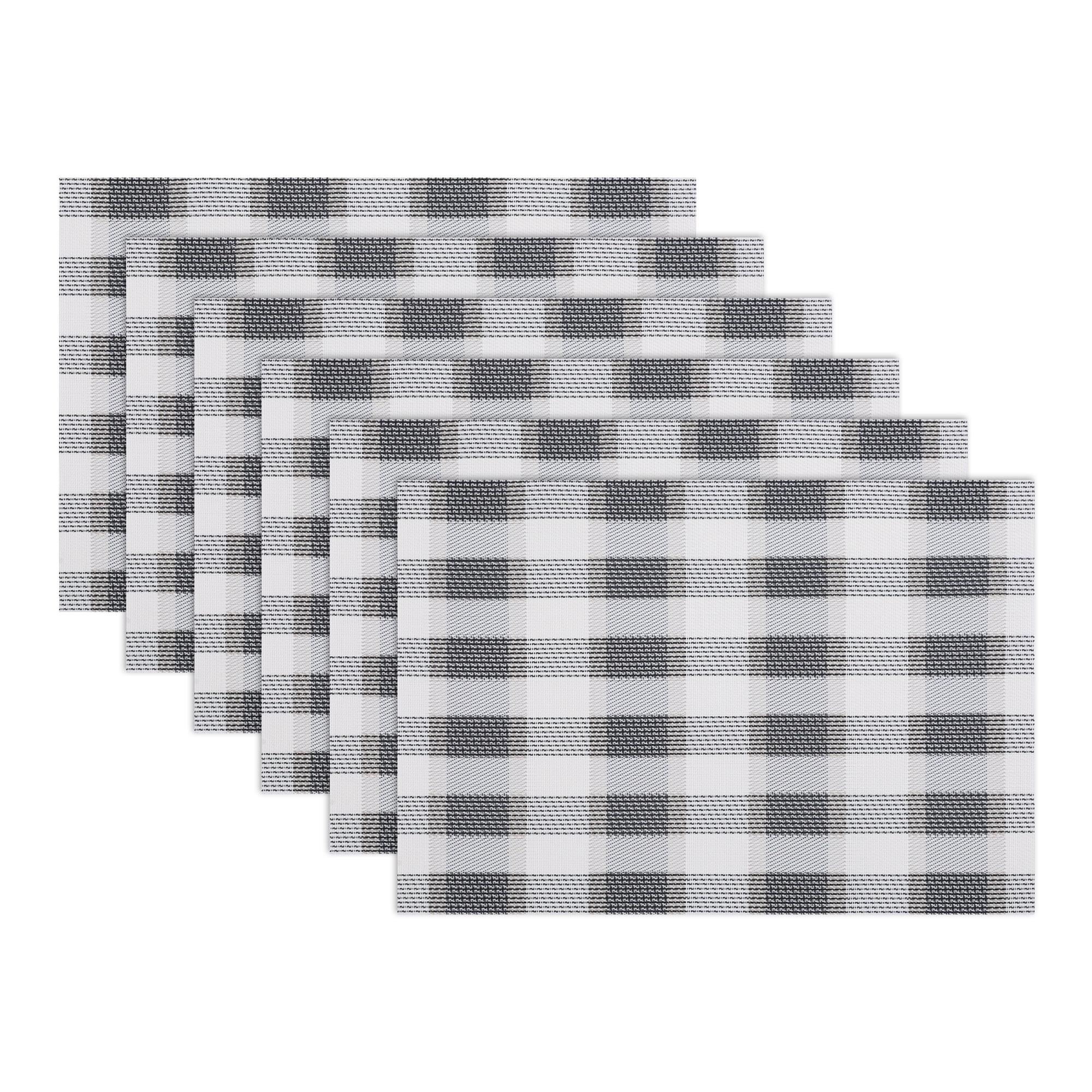 Unique Bargains Rectangle Set of 6 Plastic Washable Table Mats Black 17.7x11.8inch