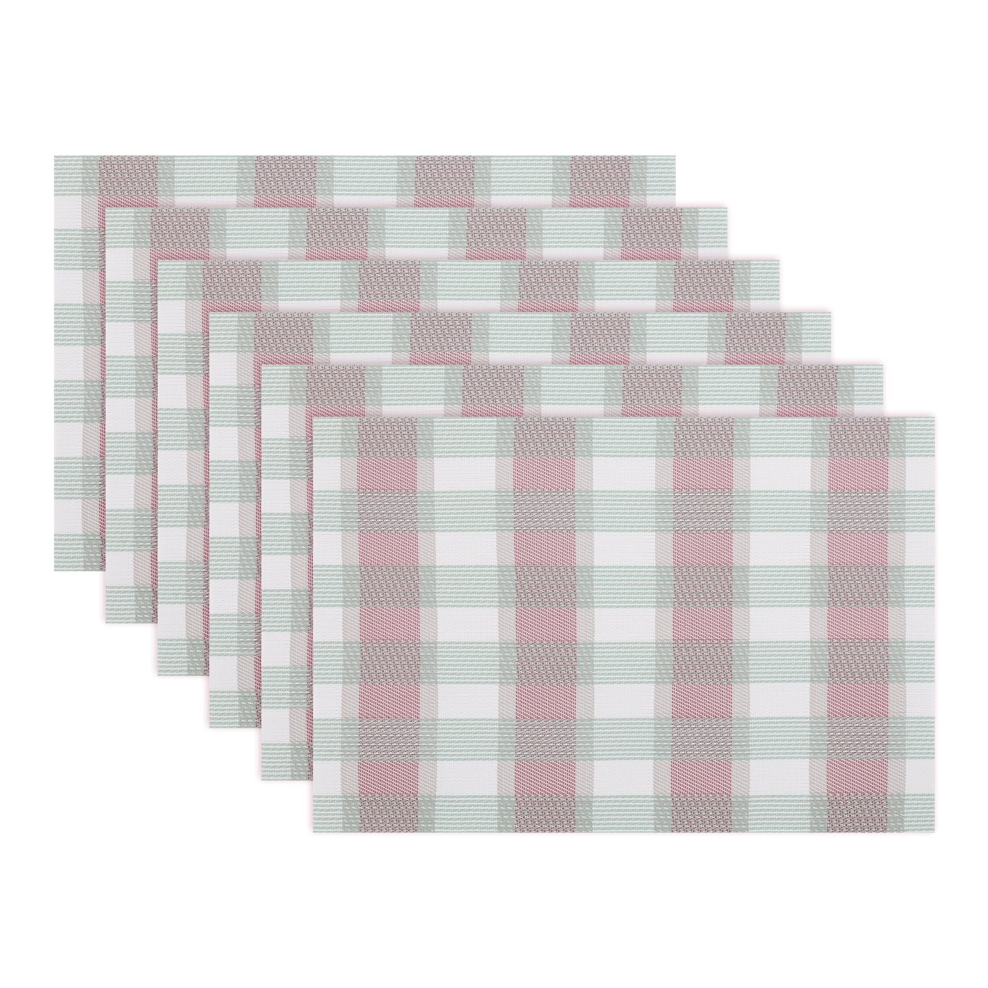 Unique Bargains Rectangle Set of 6 Plastic Washable Table Mats Red 17.7x11.8inch