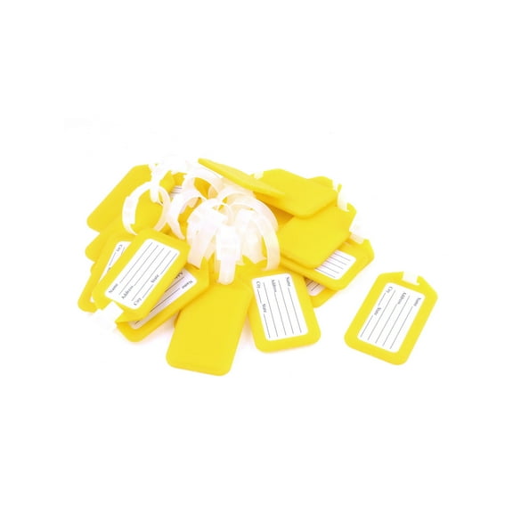Unique Bargains Rectangle Shape Bag Name Label Luggage Tag Plastic Yellow White 20 Pcs