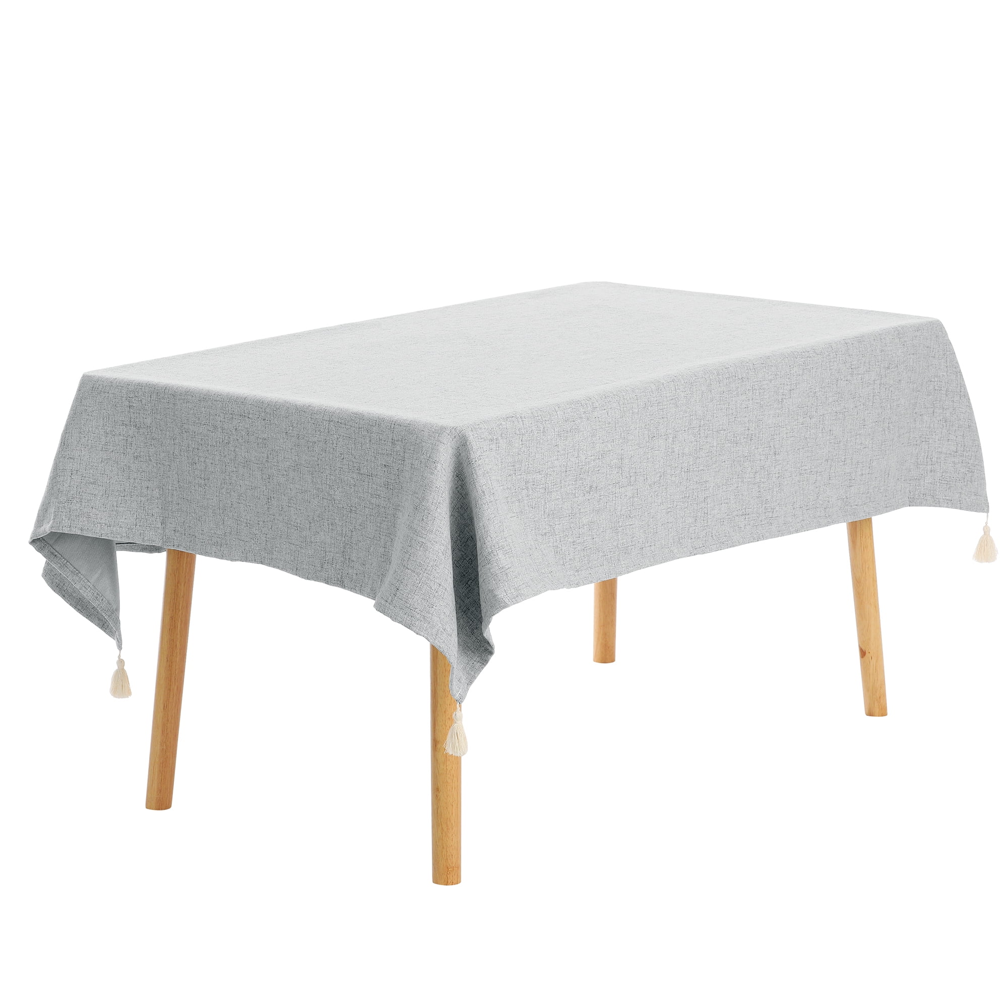 Unique Bargains Rectangle Tablecloth with Fringe for Indoor Outdoor Grey 52"x79"