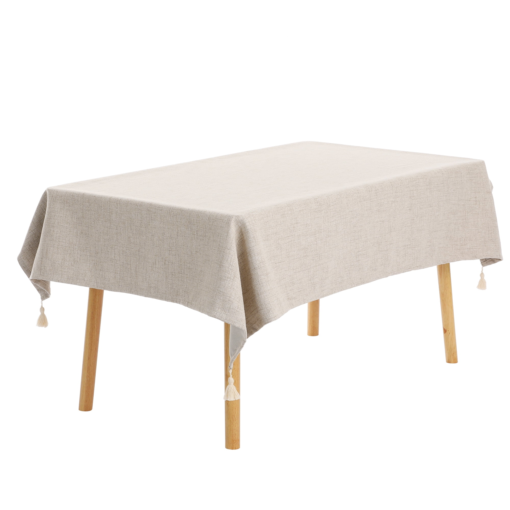 Unique Bargains Rectangle Tablecloth with Fringe for Indoor Outdoor Khaki 47"x67"