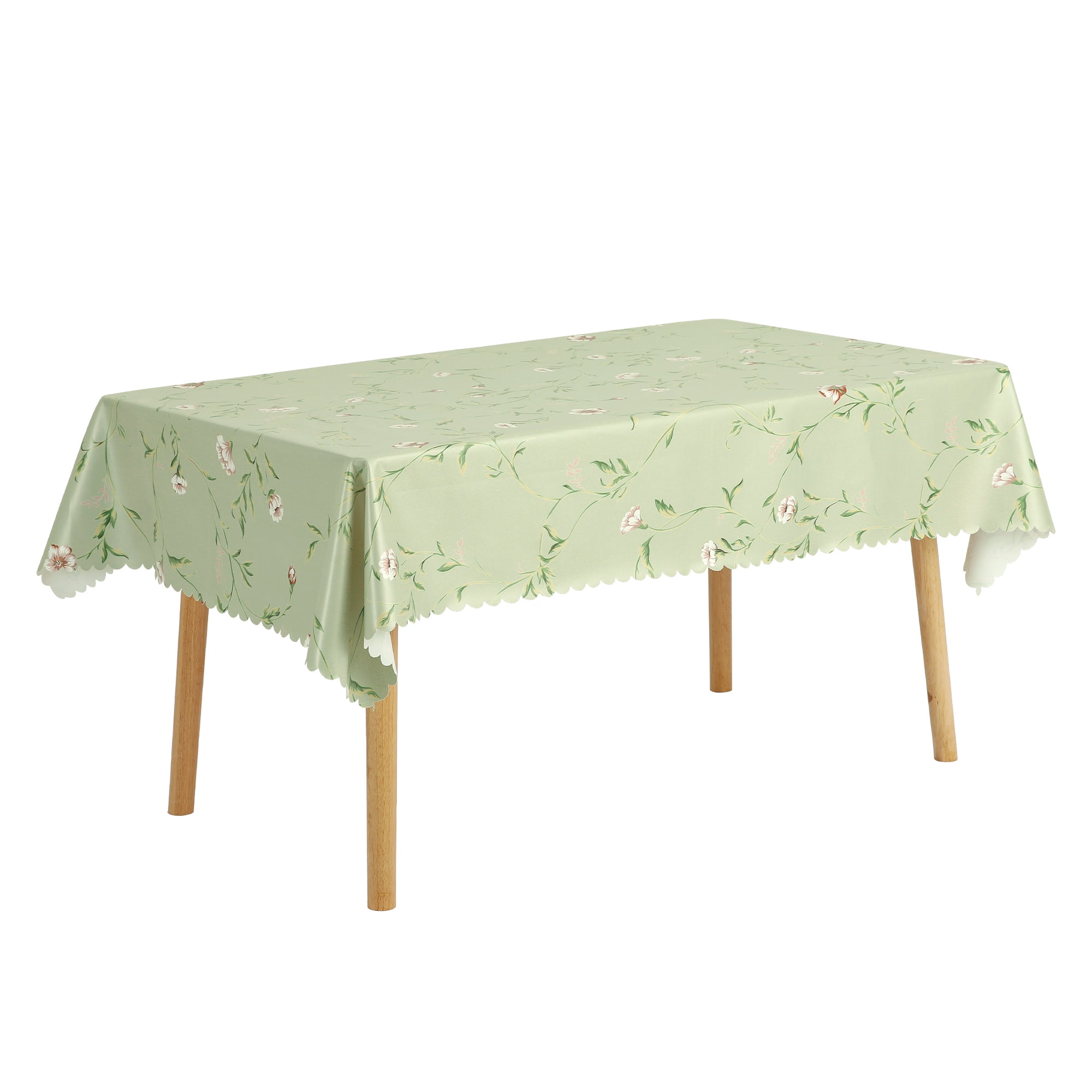 Unique Bargains Rectangle Vinyl Waterproof Oil Spill Proof Wrinkle Resistant Tablecloth Green 51x71 Inch