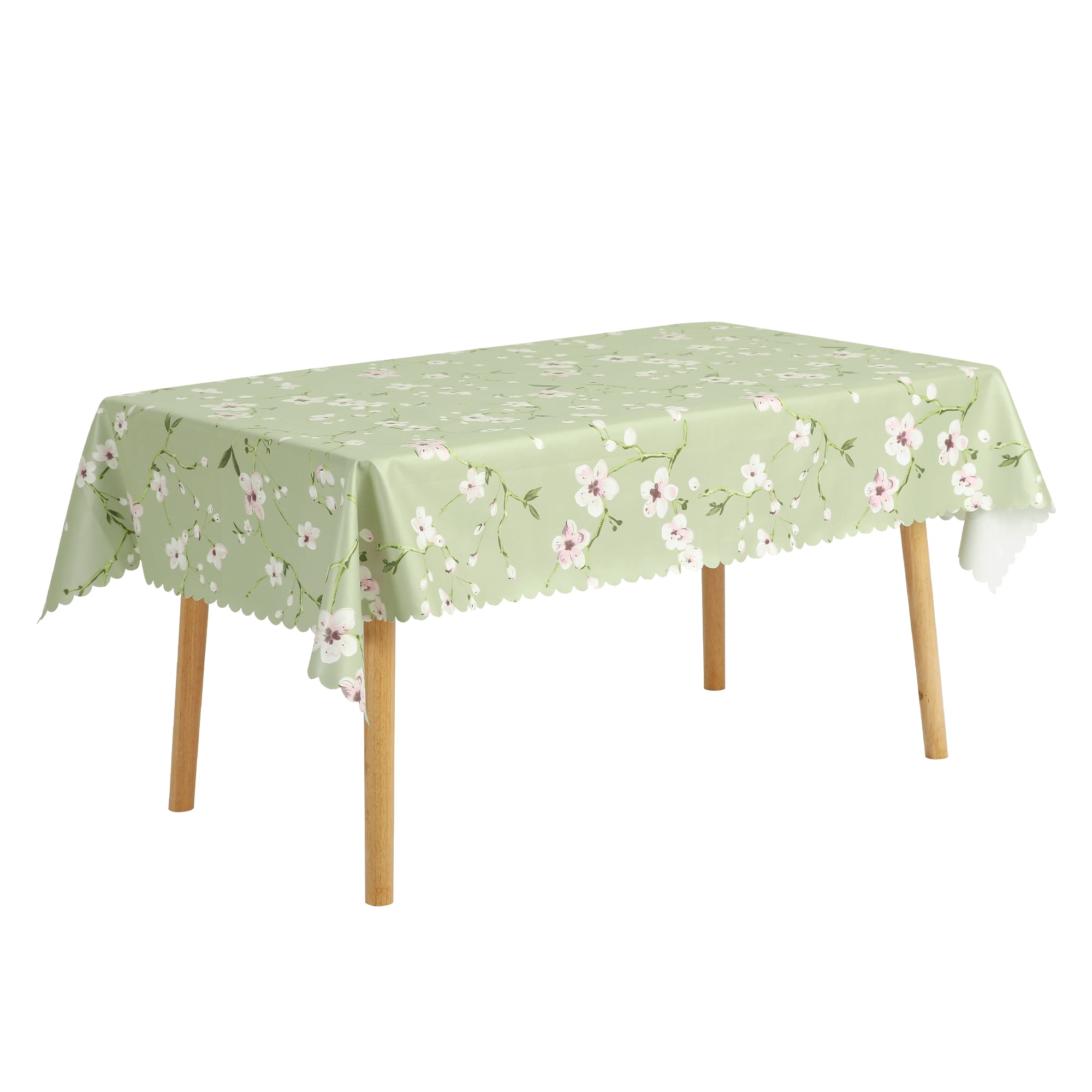 Unique Bargains Rectangle Vinyl Waterproof Oil Spill Proof Wrinkle Resistant Tablecloth Pink Flower 55x79 Inch