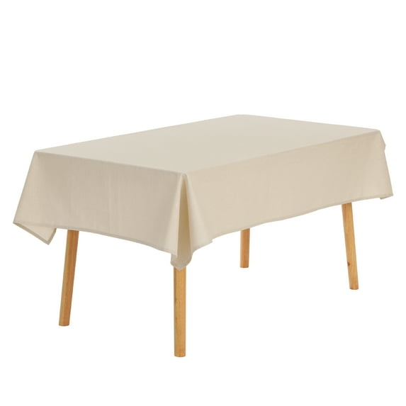 Unique Bargains Rectangle Wrinkle Resistant Washable Linen Table Cover Tablecloth Beige 35"x35"