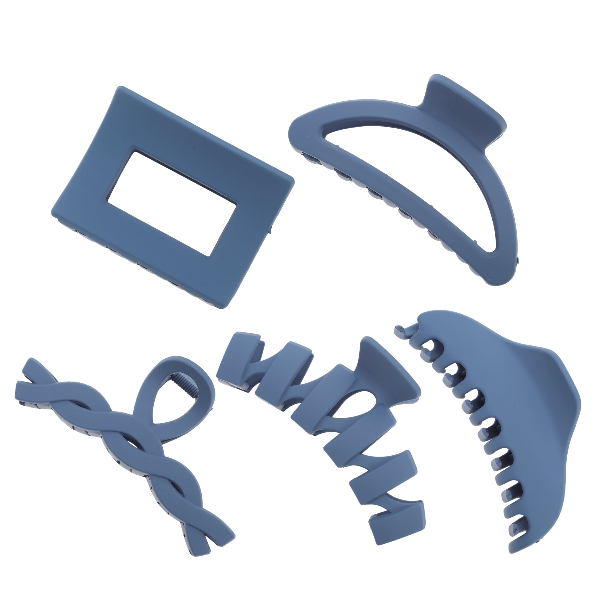 Unique Bargains Rectangular Frosted Hair Clips 5 Pcs Dark Blue