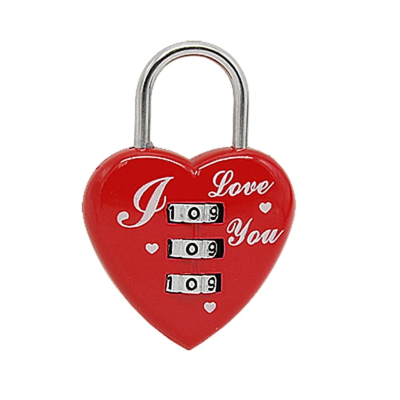 Unique Bargains Red  3 Digit Luggage Heart Shaped Padlock Lock