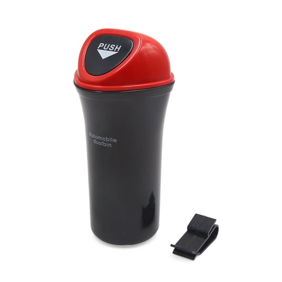 Unique Bargains Red Black Plastic Garbage Trash Can Rubbish Bin Storage Holder for Car Home