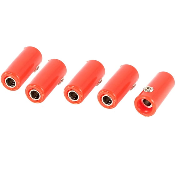 Unique Bargains Red Plastic Housing 4mm Banana Plug Female Jack Sockets Coupler Adapter 5 Pieces