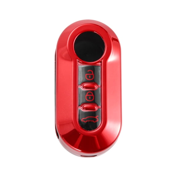 Unique Bargains Red TPU Silicone Car Key Case for Fiat 500 - 3 Buttons Remote Control Key Fob Case