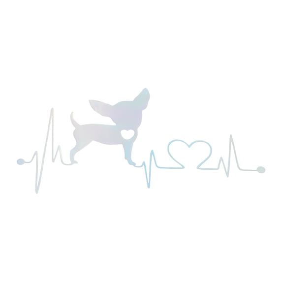 Unique Bargains Reflective Bumper Decal Colorful Laser Square Heartbeat Dog with Heart Reflective Car Sticker Personalized Decoration Vehicle Body or Door