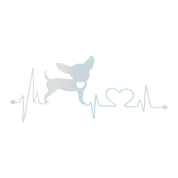 Unique Bargains Reflective Bumper Decal Colorful Laser Square Heartbeat Dog with  Heart Reflective Car Sticker Personalized Decoration Vehicle Body or Window