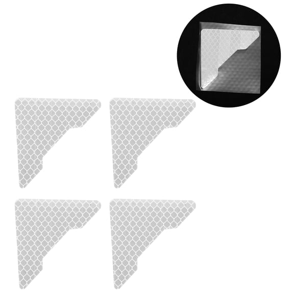 Unique Bargains Reflective Bumper Decal Diamond Fluorescent Silver Tone Door Angle Diamond Grid Pattern Reflective Car Sticker Personalized Decoration