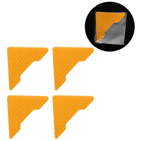 Unique Bargains Reflective Bumper Decal Diamond Fluorescent Yellow Door Angle Diamond Grid Pattern Reflective Car Stickers Personalized Decoration