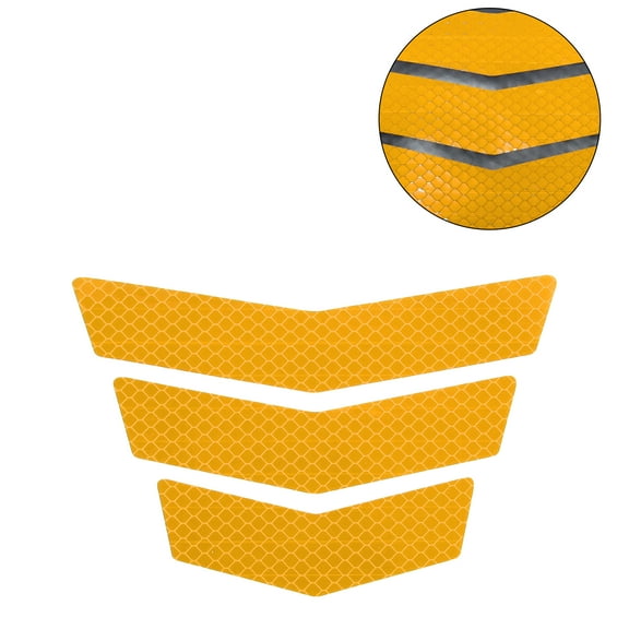 Unique Bargains Reflective Bumper Decal Fluorescent Golden Yellow Rectangle Trapezoidal arrow Pattern Reflective Car Sticker Personalized Decoration