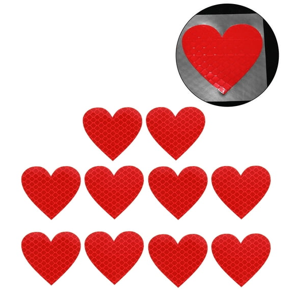 Unique Bargains Reflective Bumper Decal Fluorescent Red Rectangle Heart Pattern Reflective Car Sticker Personalized Decoration