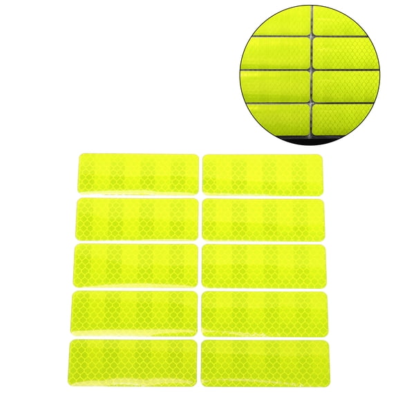 Unique Bargains Reflective Bumper Decal Fluorescent Yellow-green Rectangle 10 Rectangles Reflective Car Sticker Personalized Decoration Vehicle Body or Door