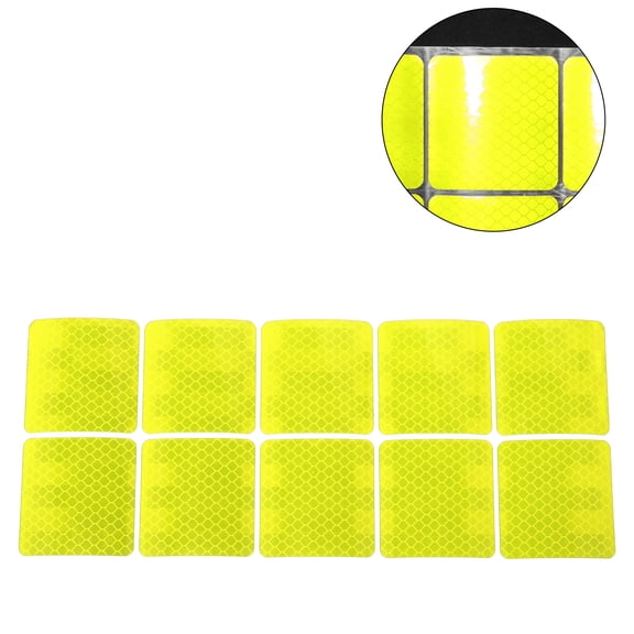 Unique Bargains Reflective Bumper Decal Fluorescent Yellow-green Rectangle 10 Rectangles Reflective Car Sticker Personalized Decoration Vehicle Body or Door or Window