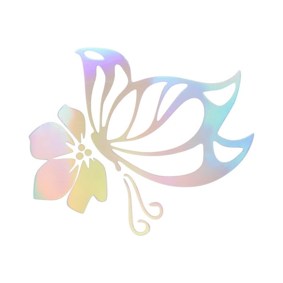 Unique Bargains Reflective Bumper Decal Multicolour Laser Rectangle Flower Butterfly Pattern